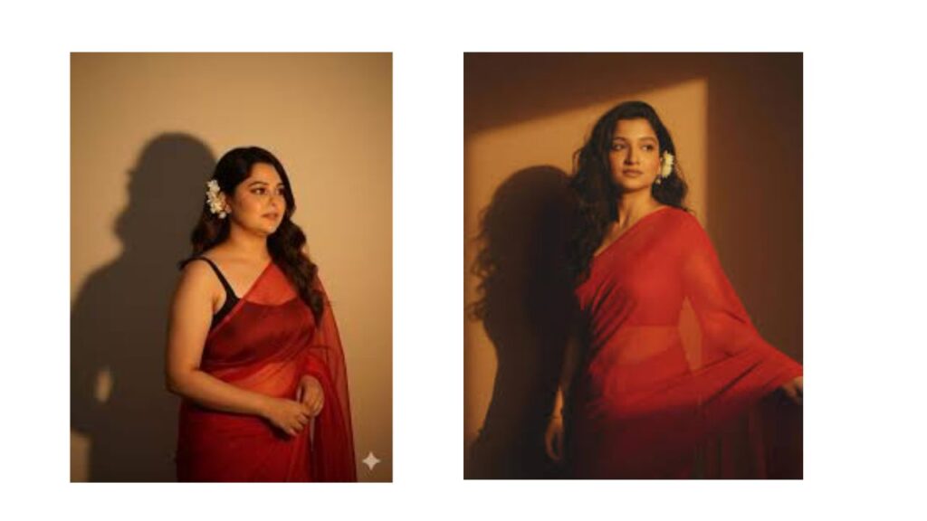 Red saree trending ai prompt Instagram