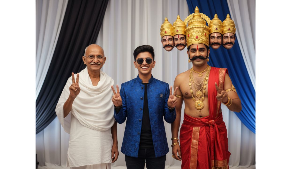 Mahatma Gandhi Ravan Gemini AI Prompts 2025 Ravan and Mahatma Gandhi Prompt